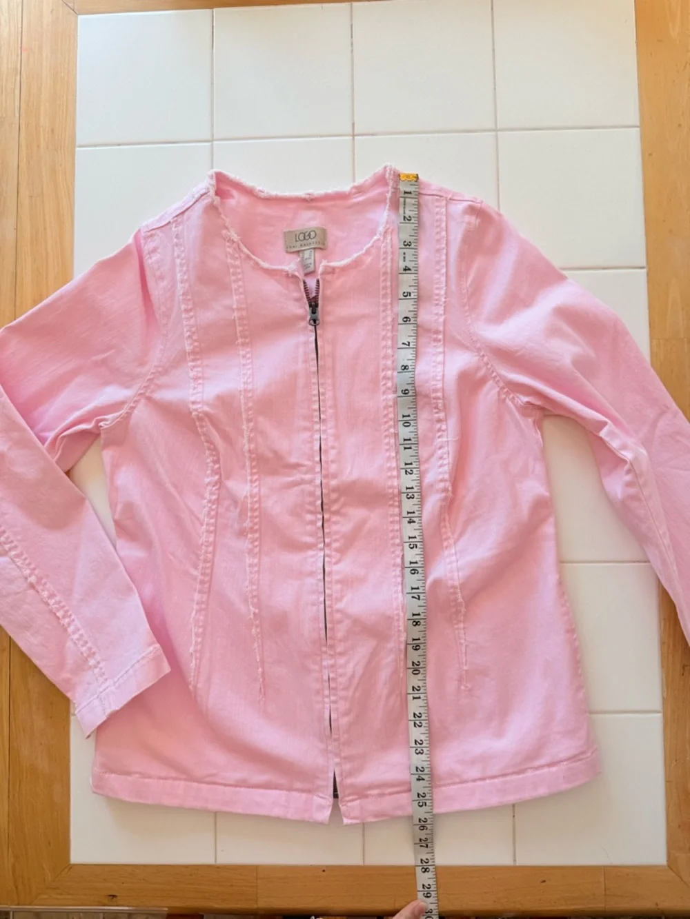 Barbie Pink Jean Jacket Medium (8) LOGO Lori Goldstein Bubblegum Pink ZipUp NWOT - Picture 12 of 14